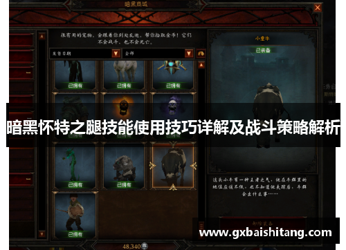 暗黑怀特之腿技能使用技巧详解及战斗策略解析